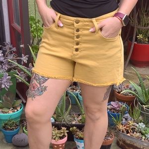 High waisted yellow shorts